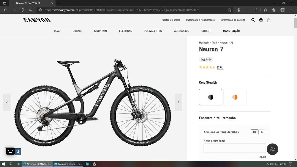 Bicicleta Suspensão Total Canyon Neuron AL 7.0 Tamanho S e roda 27.5