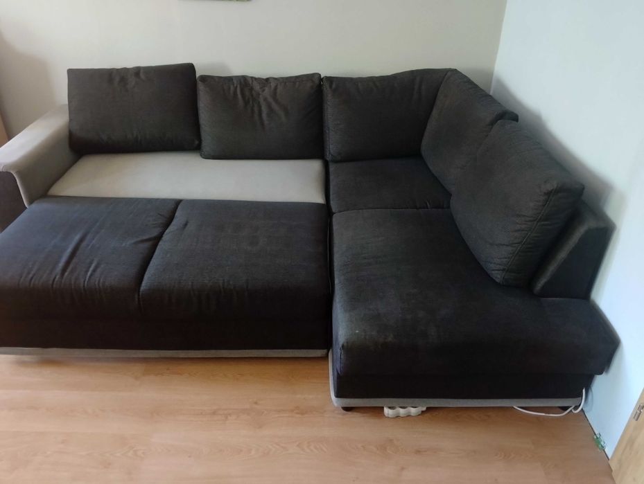 Narożnik z funkcją spania -  czarno-szary - duży