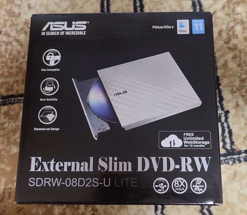 Внешний DVD-привод ASUS SDRW-08D2S-U LITE (External Slim DVD-RW)