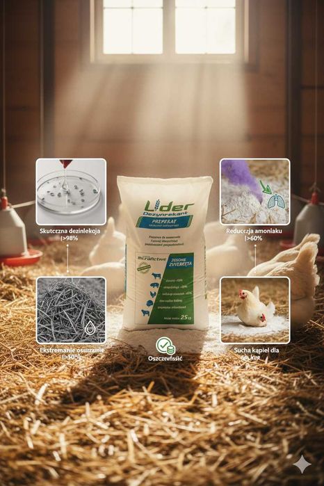 Lider preparat do suchej dezynfekcji kurnika, kąpiel dla kur opak 25kg
