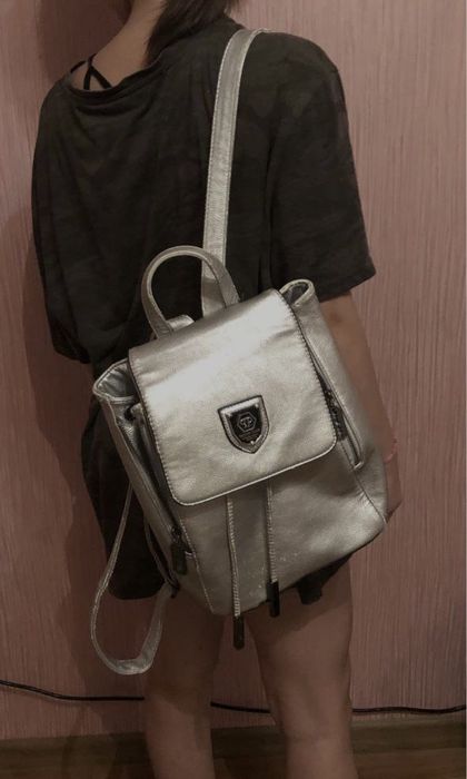Кожаный, женский рюкзак, спортивный