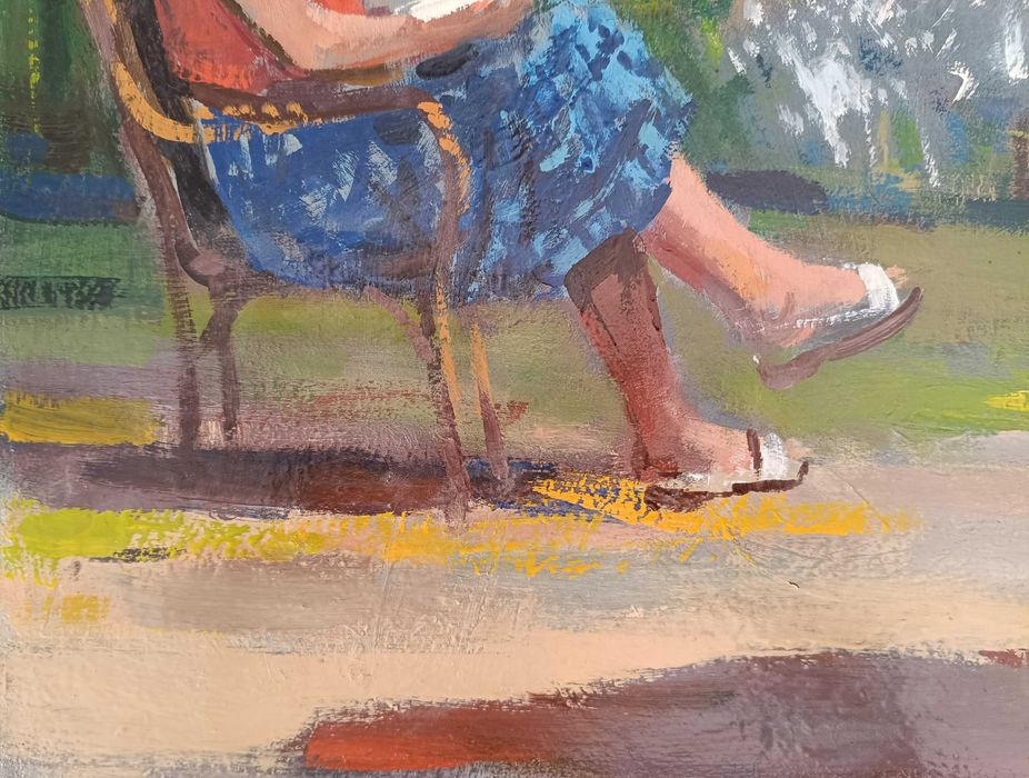 Quadro a Óleo de V. Bertelli "Ragazza che Legge" (40x50) – Excelente Estado