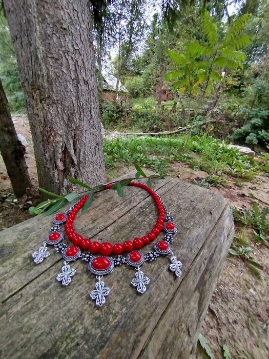 Бусы коралі червоне намисто зі справжнього коралу згарда до вишиванки