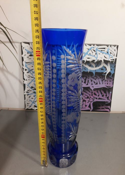 Ваза кобальт хрусталь 35см. ссср