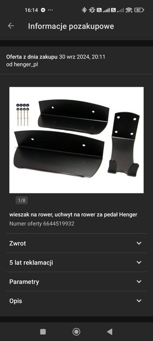 Uchwyt na rower na ściane