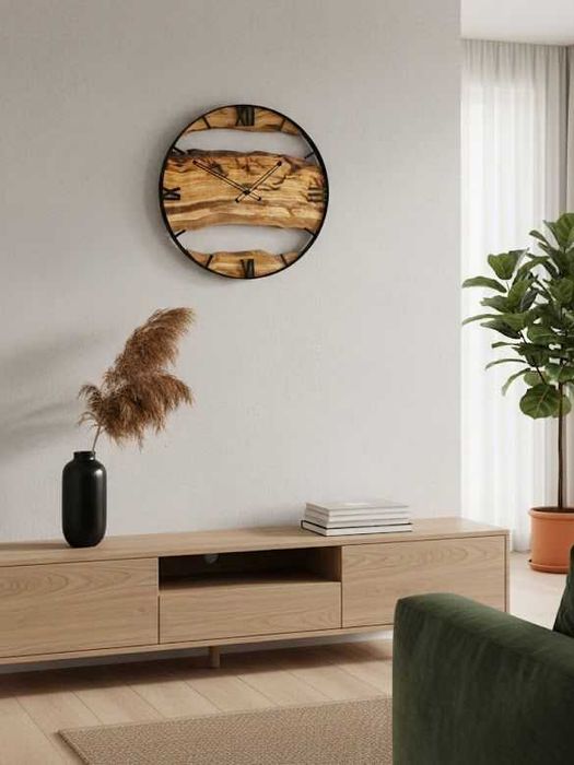 Zegar ścienny Loft – Lite Drewno Oliwa – Handmade – Unikat – Prezent!