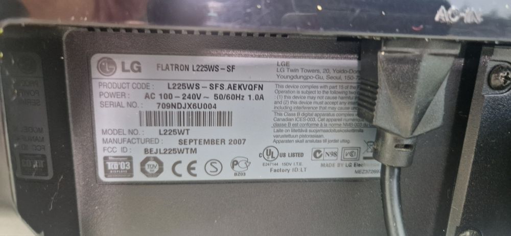 Monitor LG L225WS