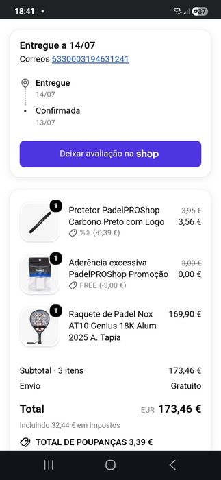 Raquete Padel Nox AT10 18K A. Tapia 2025 - Nova!!!