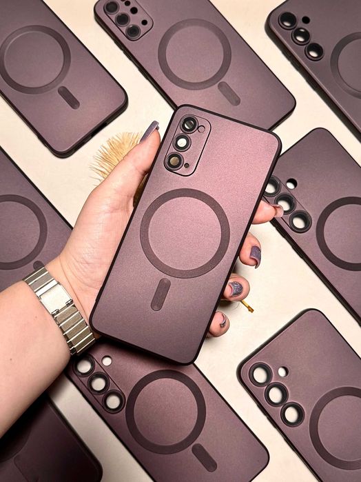 Силіконовий чохол хром MagSafe магніт протиударний з лінзами Samsung