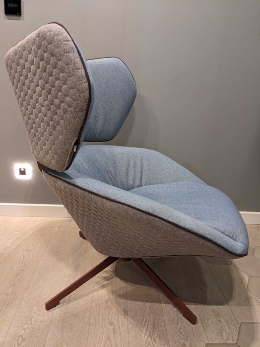 Fotel Malabo szaro-niebieski obrotowy