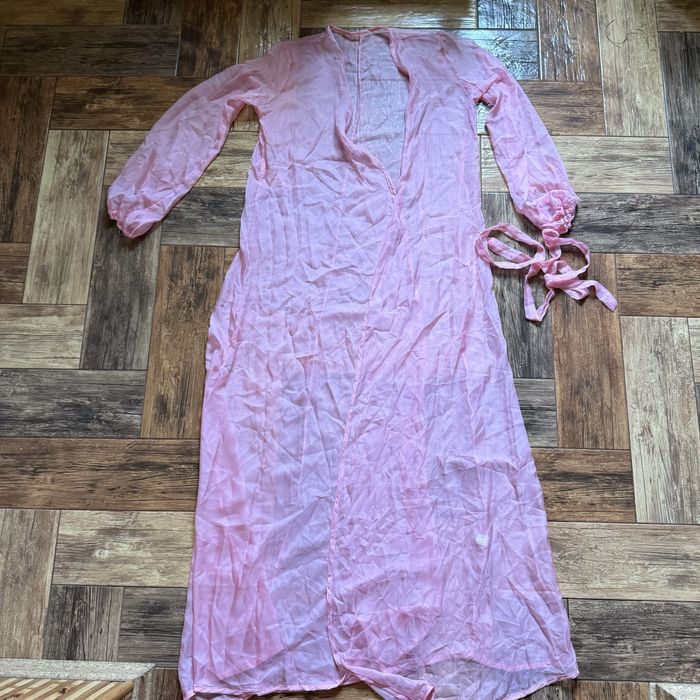 Рожевий пляжний халат накидка парео L для фотосесій бавовна