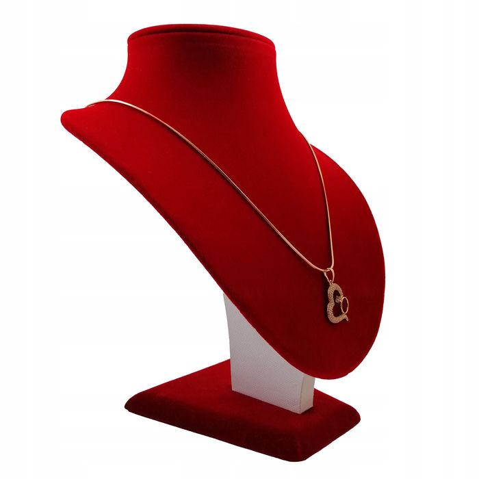 Piękny Złoty Naszyjnik Serce Z Pierścionkiem 50cm