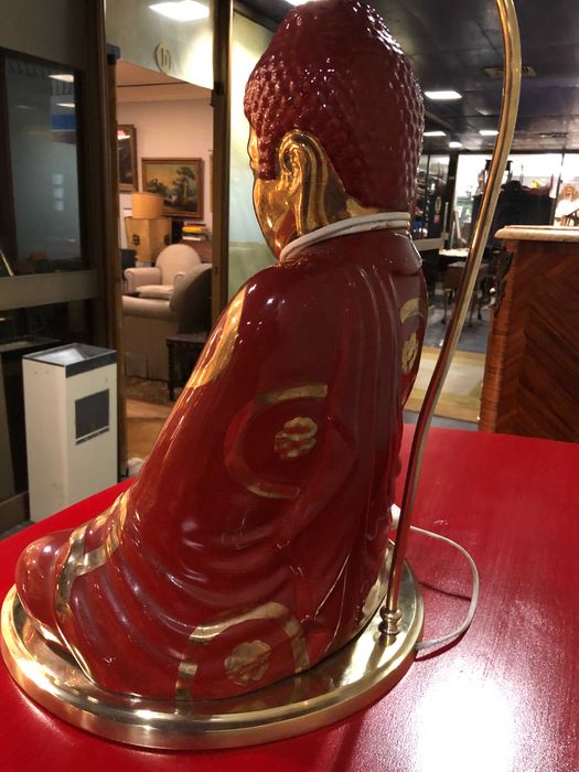 Candeeiro Buda em porcelana e bronze