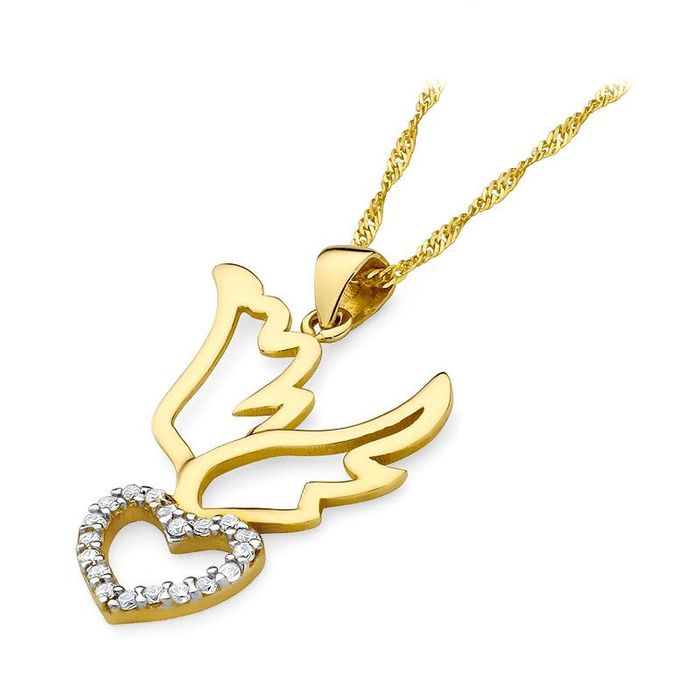 WYPRZEDAŻ 450zł/g 585 Złota Zawieszka Serce ze skrzydełkami