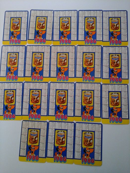 Conjunto de 18 Calendários de bolso Nesquik - 1986