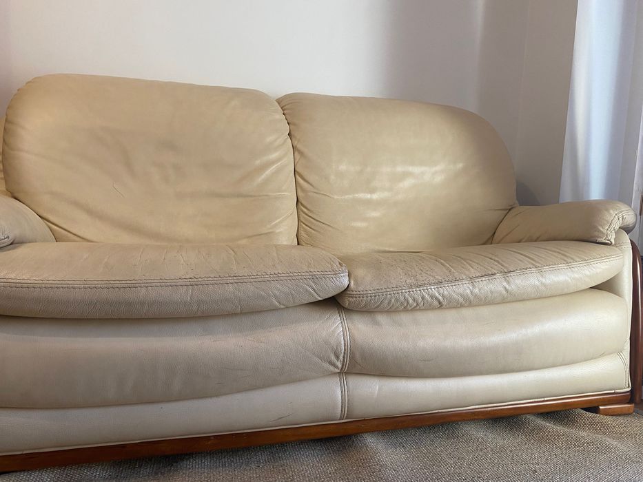 Sofá confortável de pele verdadeira  2-3 lugares