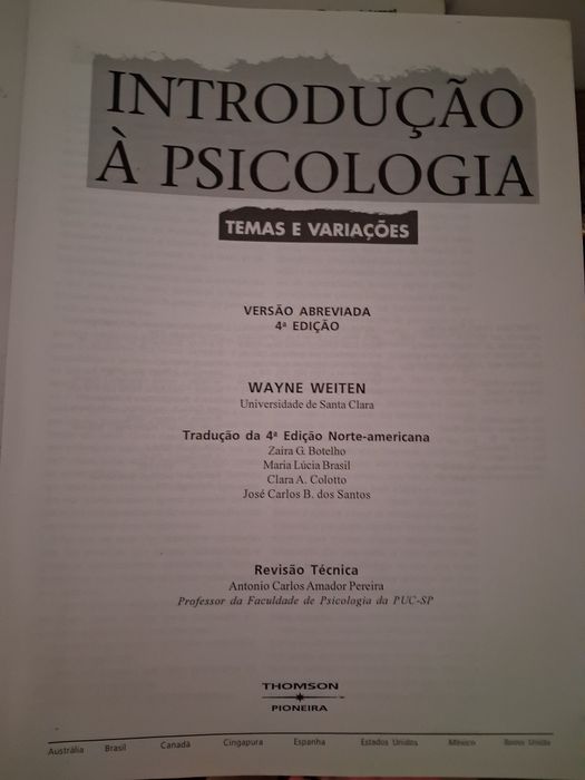 Livro "Introdução à Psicologia"