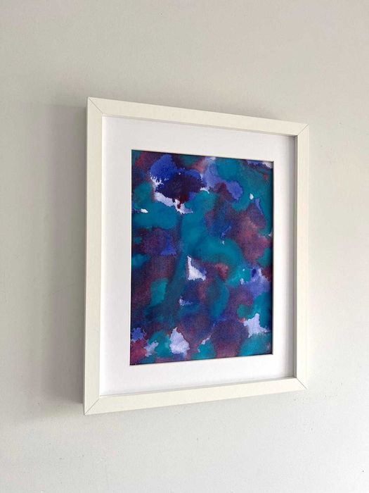 Quadro - Pintura abstrata em acrílico com moldura