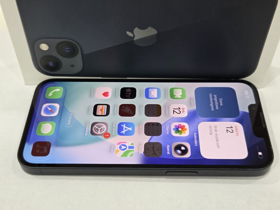 Zadbany Telefon Apple Iphone 13 128GB Czarny Bateria 100% DZIERŻONIÓW