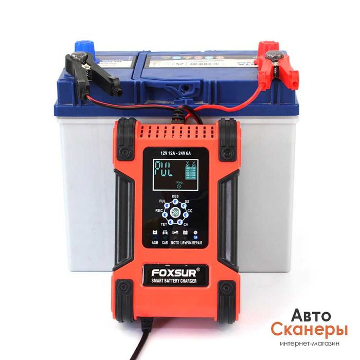 Зарядное устройство Foxsur 12В 12А/24В 6А для AGM GEL WET LiFePo4
