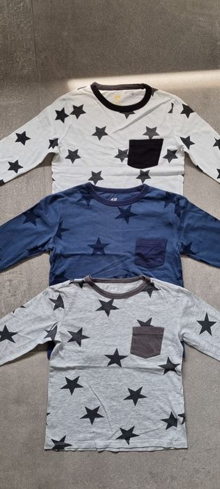 Bluzka H&M  110 116 gwiazdki 3 szt