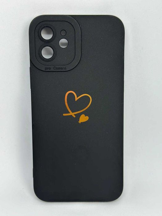 Iphone 12 Obudowa Etui Case Silikonowy Czarny z Serduszkami kod 882