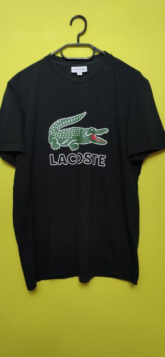 Koszulka  t-shirt męski Lacoste  crocodail green Printed Cotton czarna