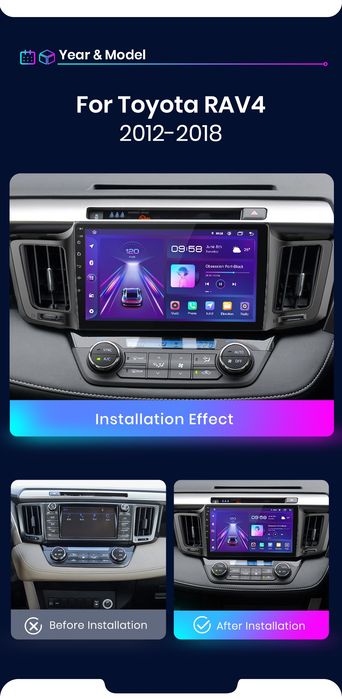 Rádio Android 10" Toyota Rav4 de 2012-19 CARPLAY WIFI GPS BT 2/32GB