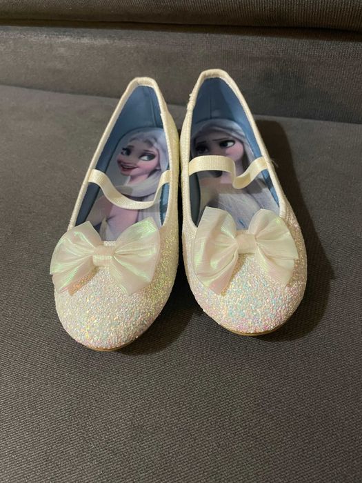 Brokatowe białe baleriny dziewczęce 31 Frozen