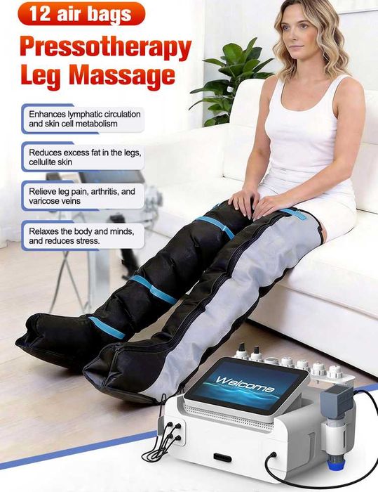 Máquina 3 em 1: Terapia ondas de choque/eletroestimulação/pressoterapia