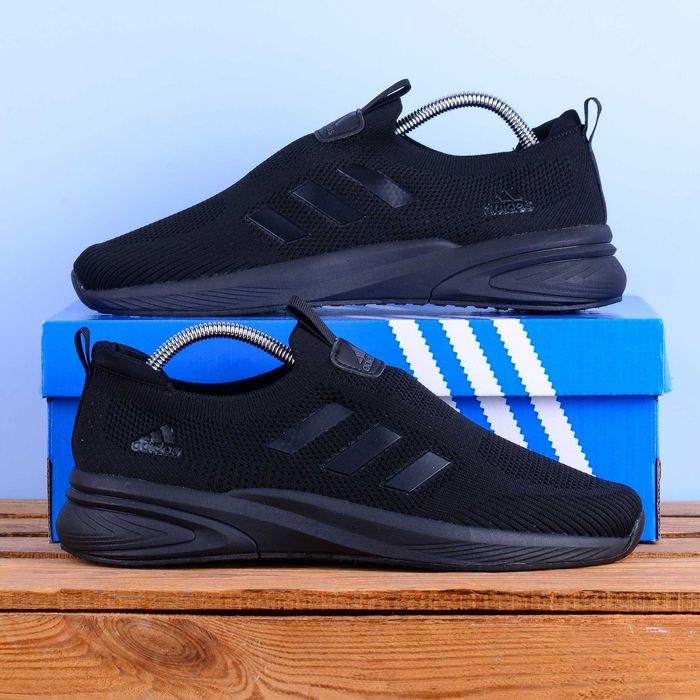 (2342) Акція! Легкі чоловічі кросівки тапочки Adidas повномірні чорні (43,44,45,46)
