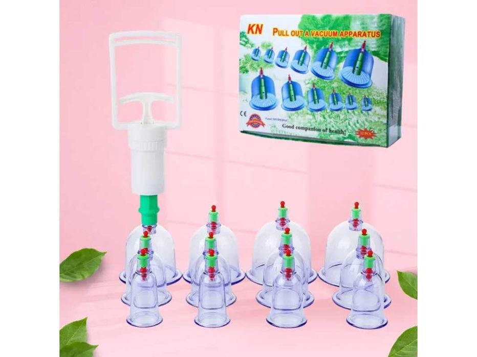 Масажні вакуумні банки набір/12 шт з насосом, антицелюлітний масаж