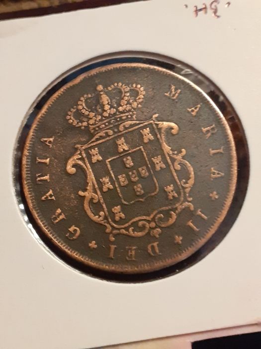 Moeda de 10 Reis Monarquia Cobre do ano 1846 Rainha D Maria II