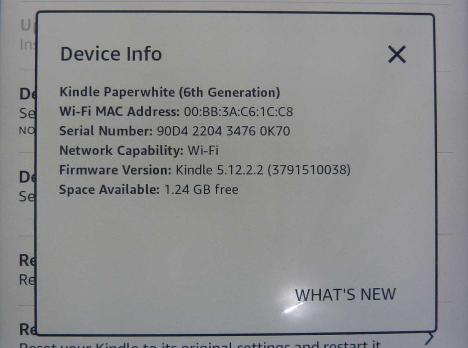 Kindle paperwhite 6th generacja 2GB - BEZ REKLAM "0K70"