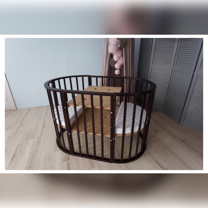 Кровать детская овальная 8 в 1 Кузя Premium Bed колёса+маятник+ матрац