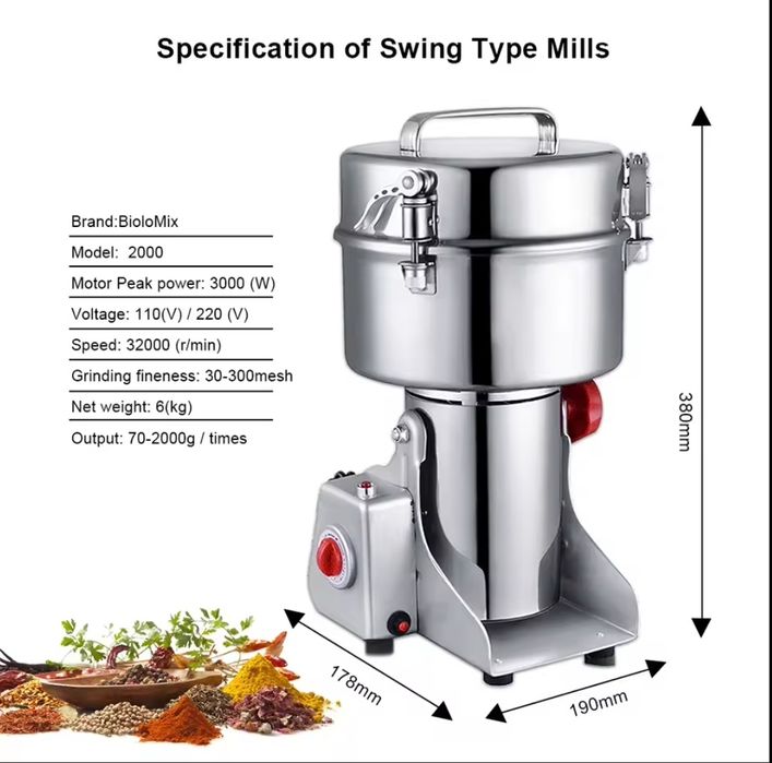 spice mill for grains or coffee. moinho profissional de especiarias.