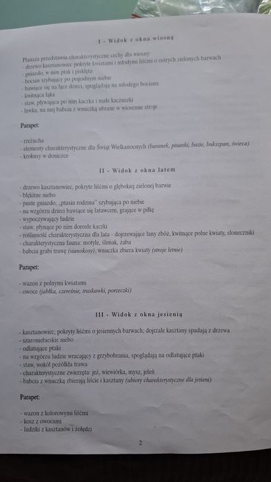 Pory roku w oknie, stara teczka dydaktyczna, przedszkole