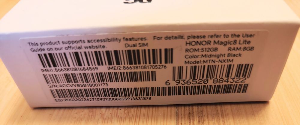 Nowy Smartfon Honor Magic 8 Lite Black 8GB/512GB