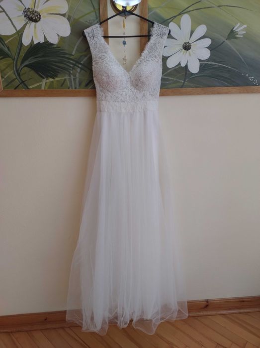 suknia ślubna z welonem r M/L