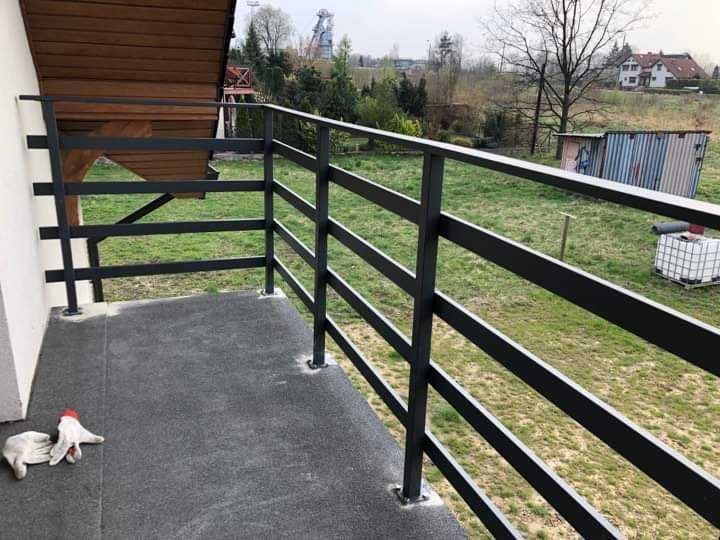 klasyczna balustrada aluminiowa malowana proszkowo, barierka