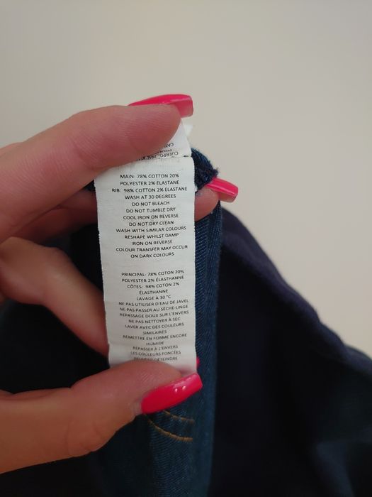 Bawełniane niebieskie spodnie dżinsowe ciążowe boohoo