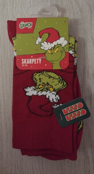 Skarpety NOWE grinch, rozmiar 35-40/ UK 2,5-6,5/ US 4,5-8,5