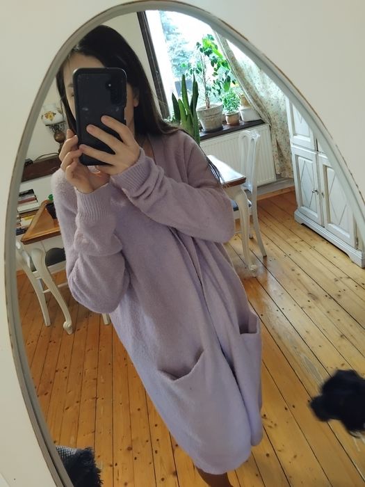Liliowy wrzosowy purpurowy kardigan
