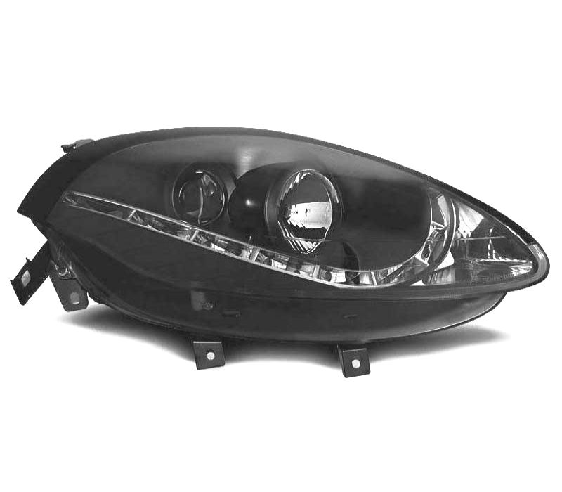 FARÓIS FIAT BRAVO 07- LUZ DIURNA FUNDO NEGRO