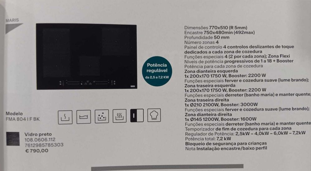 Placa de indução Franke, 77cm