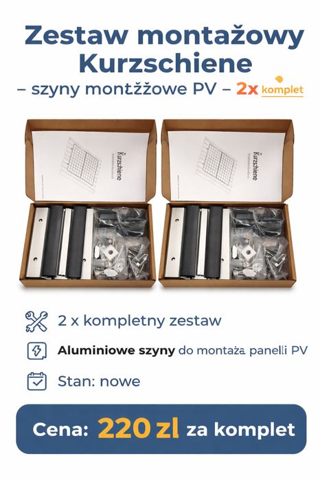 Zestaw montażowy Kurzschiene – szyny PV – 2 komplety