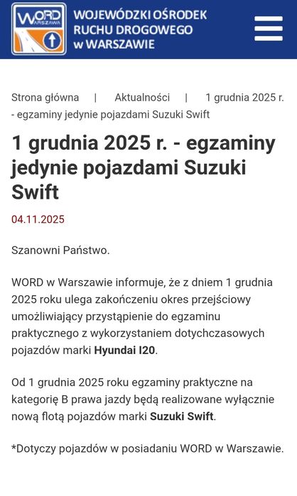 Jazdy doszkalające na SUZUKI SWIFT,  Warszawa :)