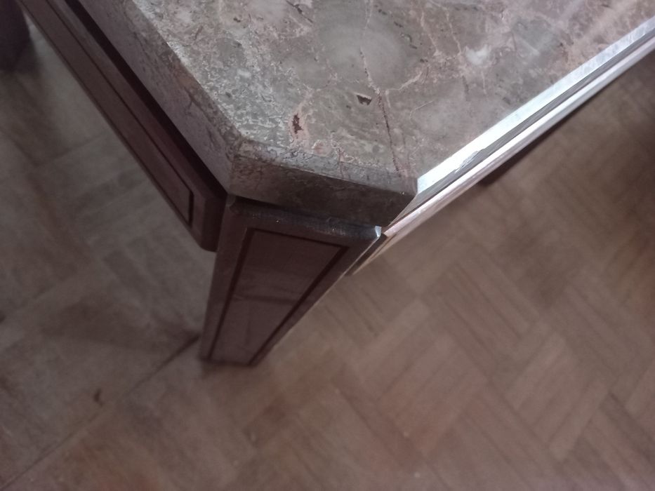 Conjunto de 2 mesas de sala em madeira maciça  e mármore