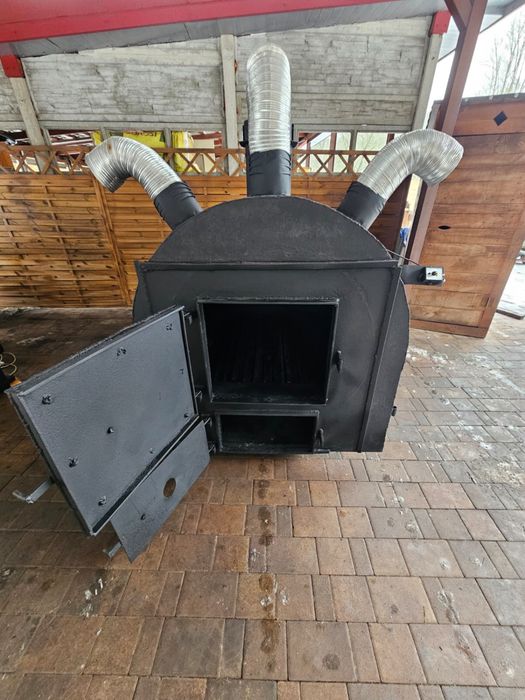 Piec nadmuchowy do tunelu / szklarni – solidny, duże palenisko