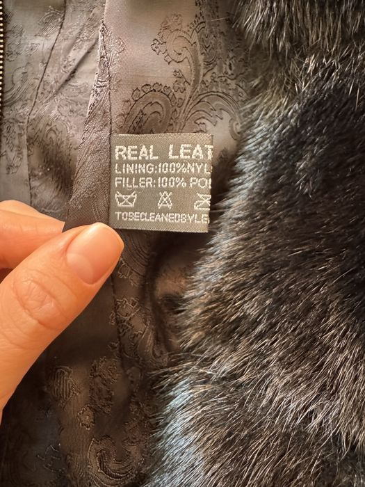 Шуба зимова з натурального хутра (мутон + норка)